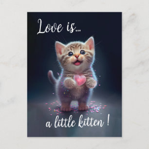 Postal Adorable Gatito Pequeño Cariño
