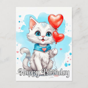 Postal Adorable Gatito Pequeño   Feliz Cumpleaños