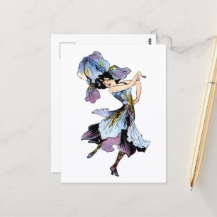 Postal Adorable Hada de Jardín de Iris Vintage