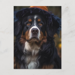 Postal Adorable Halloween Bernese Mountain Dog
