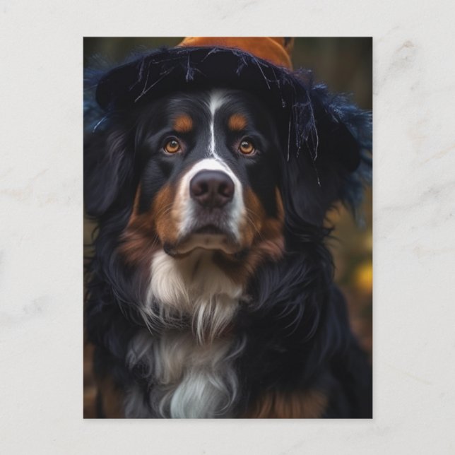 Postal Adorable Halloween Bernese Mountain Dog (Anverso)