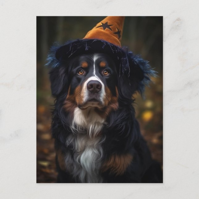 Postal Adorable Halloween Bernese Mountain Dog (Anverso)