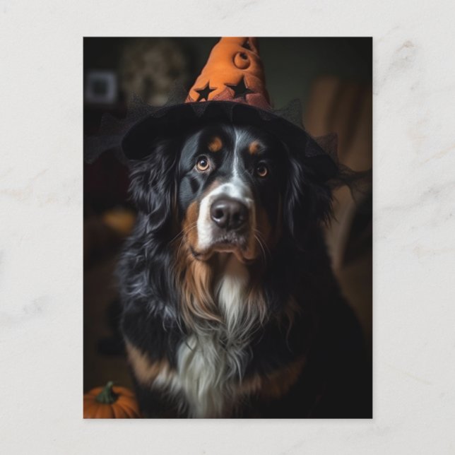 Postal Adorable Halloween Bernese Mountain Dog (Anverso)