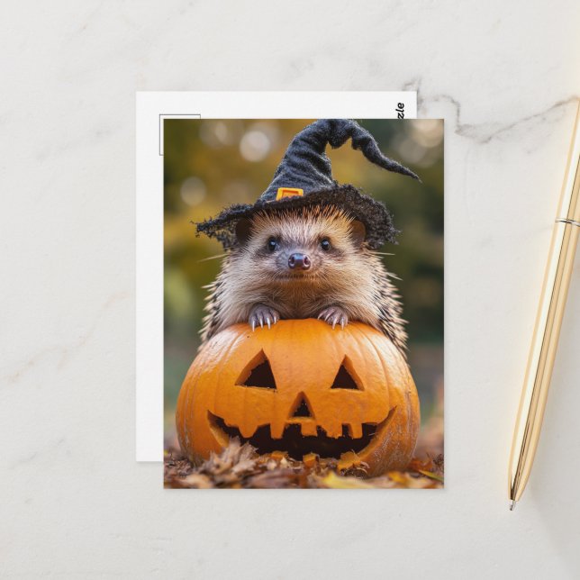 Postal Adorable Halloween Hedgehog (Anverso/Reverso In Situ)