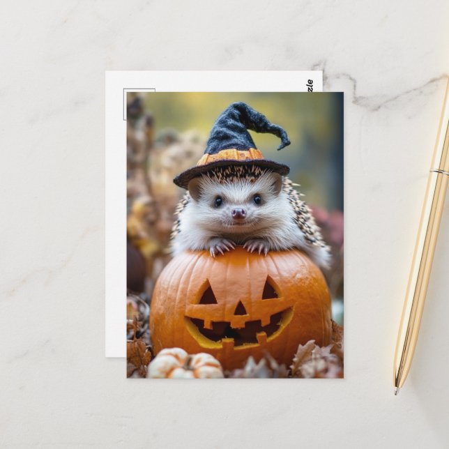 Postal Adorable Halloween Hedgehog (Anverso/Reverso In Situ)