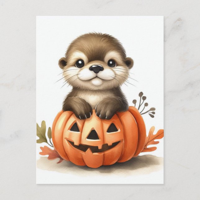 Postal Adorable Halloween Otter (Anverso)