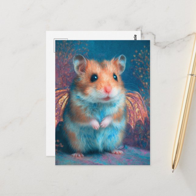 Postal Adorable Hamster Dragon (Anverso/Reverso In Situ)