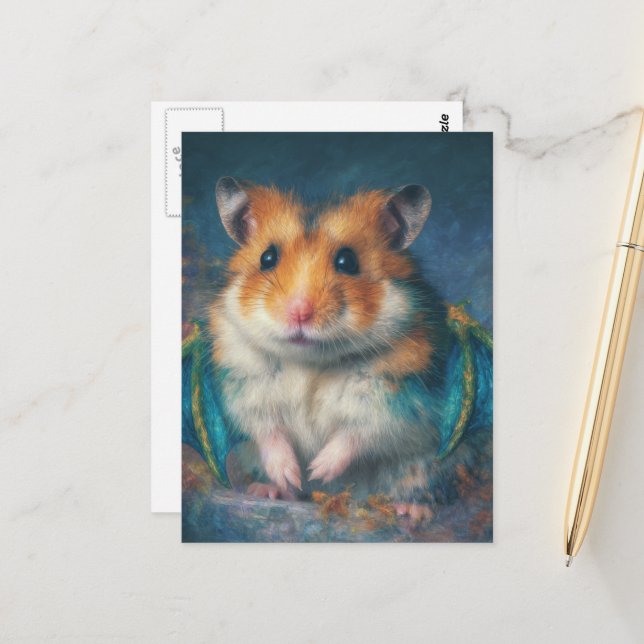 Postal Adorable Hamster Dragon (Anverso/Reverso In Situ)