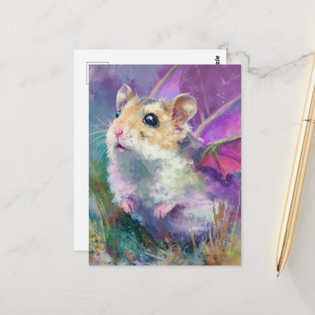 Postal Adorable Hamster Dragon (Anverso/Reverso In Situ)