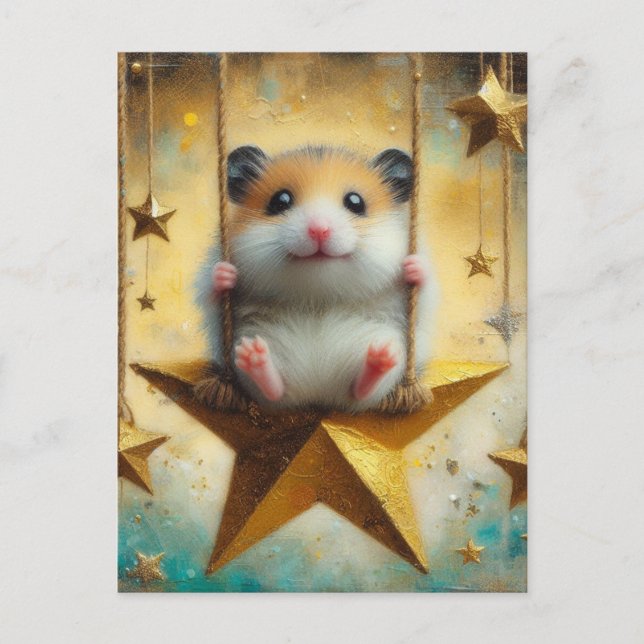Postal Adorable Hamster se balancea en el giro de la estr (Anverso)