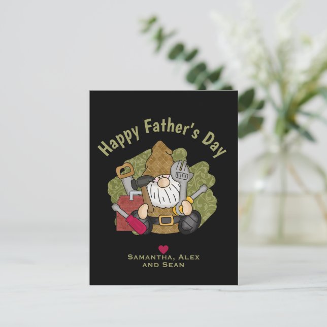 Postal Adorable Handyman & Carpenter Garden Gnome (Anverso de pie)