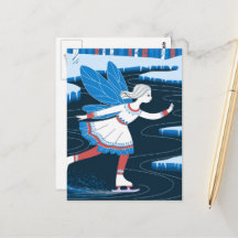 Adorable Ice Sking Fairy Icy Winter Pond