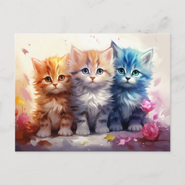Postal Adorable Innocent Painterly Kittens (Anverso)