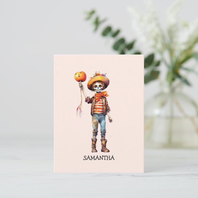 Postal Adorable Kid Zombie - Cute Halloween (3) (Anverso de pie)