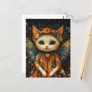 Postal Adorable Kitten Angel