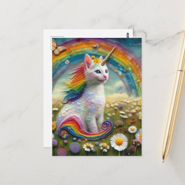 Postal Adorable Kitten Unicorn (Anverso/Reverso In Situ)