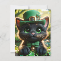 Adorable Lucky Cute Black St. Patrick's Day Kitten