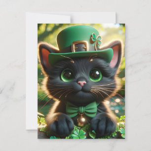 Postal Adorable Lucky Cute Black St. Patrick's Day Kitten