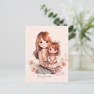 Postal Adorable mamá y yegua