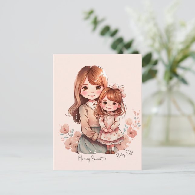 Postal Adorable mamá y yegua (Anverso de pie)