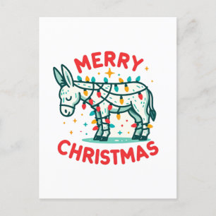 Postal Adorable Merry Christmas Donkey