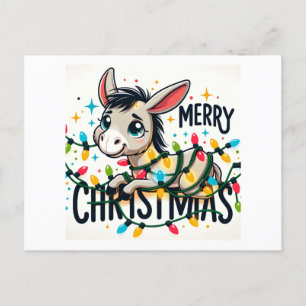 Postal Adorable Merry Christmas Donkey