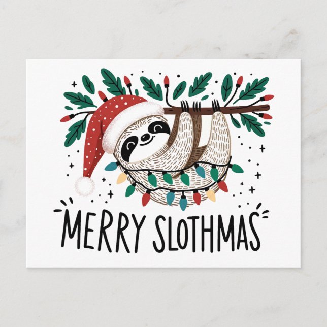 Postal Adorable Merry Slothmas (Anverso)