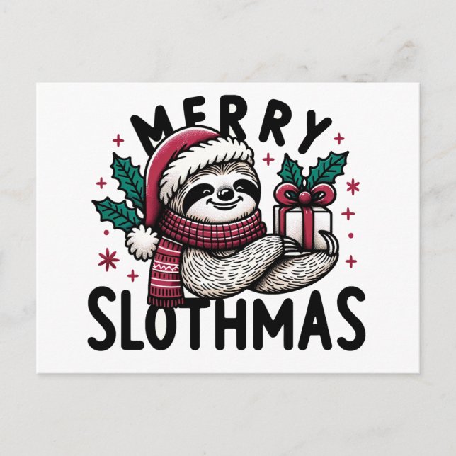 Postal Adorable Merry Slothmas (Anverso)