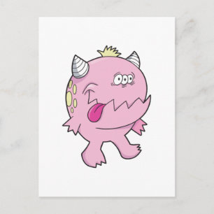 Postal adorable monstruo mordedor de lengua rosa