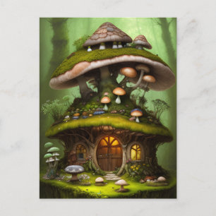 Postal Adorable Mossy Mushroom Fairy House