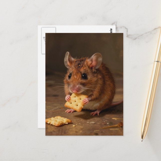 Postal Adorable Mouse Eating (Anverso/Reverso In Situ)