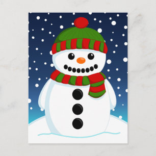 Postal Adorable muñeco de nieve de Navidad