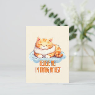 Postal Adorable Naranja Tabby Cat- Estoy probando lo mejo