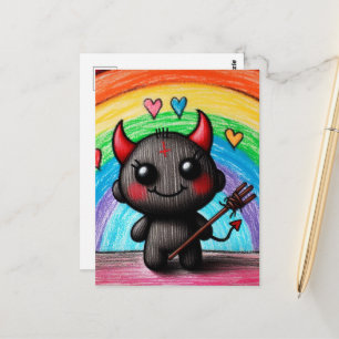 Postal Adorable niñito delincuente infantil como arte de 