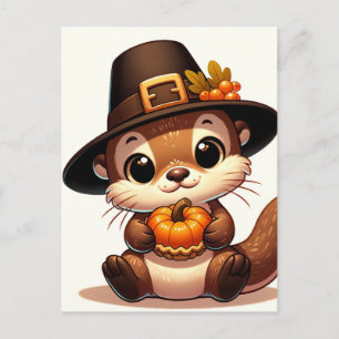 Postal Adorable nutria de Acción de Gracias