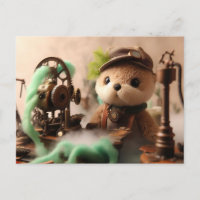 Adorable nutria steampunk trabaja en maquinaria