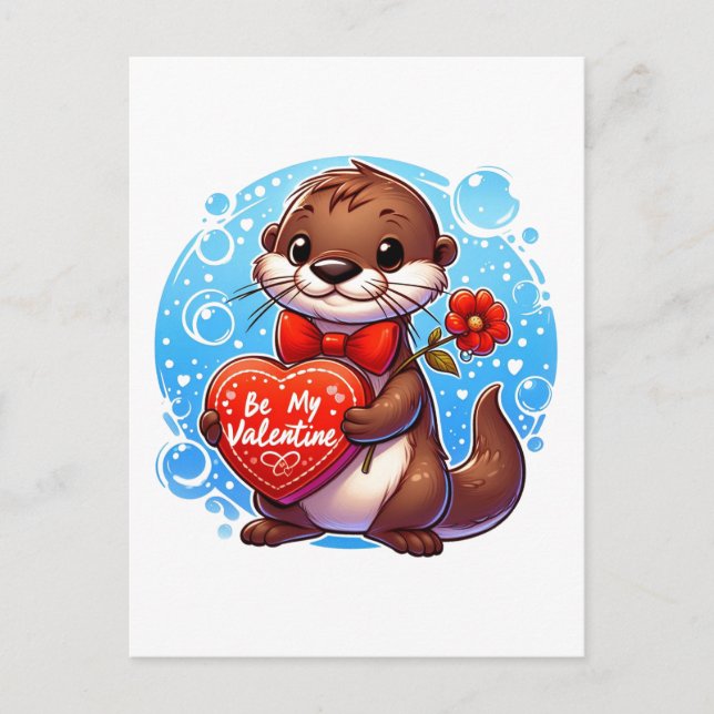 Postal Adorable Otter Be My Valentine (Anverso)