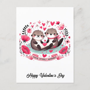 Postal Adorable Otter pun Valentine