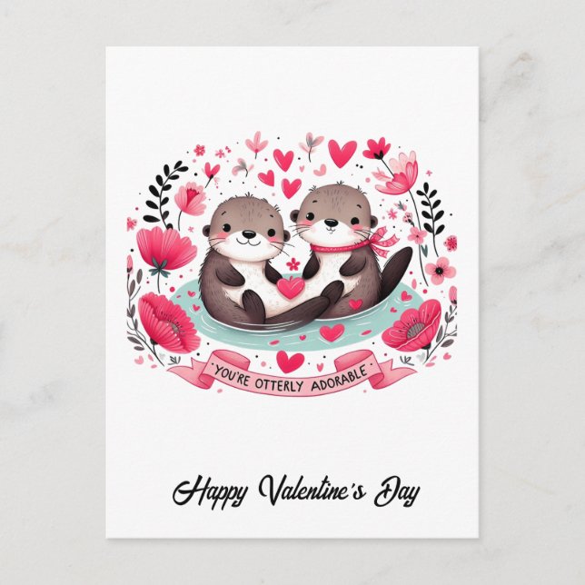 Postal Adorable Otter pun Valentine (Anverso)