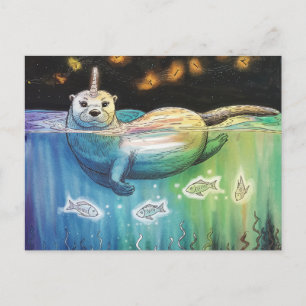 Postal Adorable Otter Unicorn