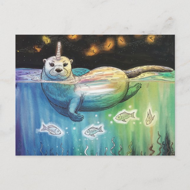 Postal Adorable Otter Unicorn (Anverso)