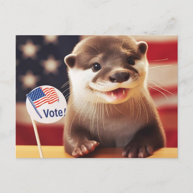 Postal Adorable Otter Vote Patriótico (Anverso)