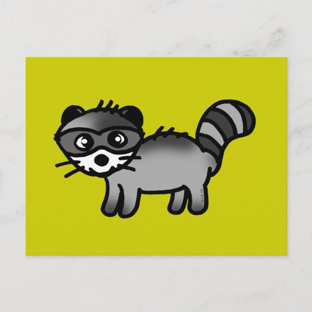 Postal adorable personalizado animal de mapache (Anverso)