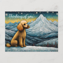Postal Adorable Poodle Snowowsky Mountain Pensando En Ti