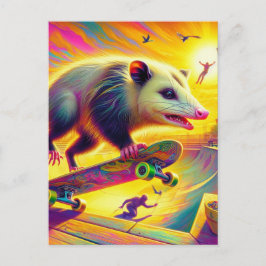 Postal Adorable Possum Skateboarding