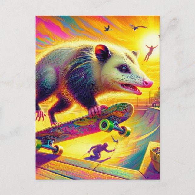 Postal Adorable Possum Skateboarding (Anverso)