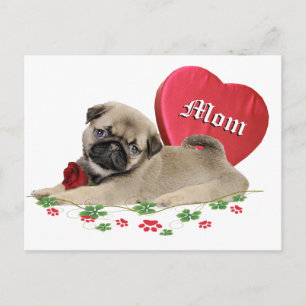 Postal Adorable Pug Mom Design