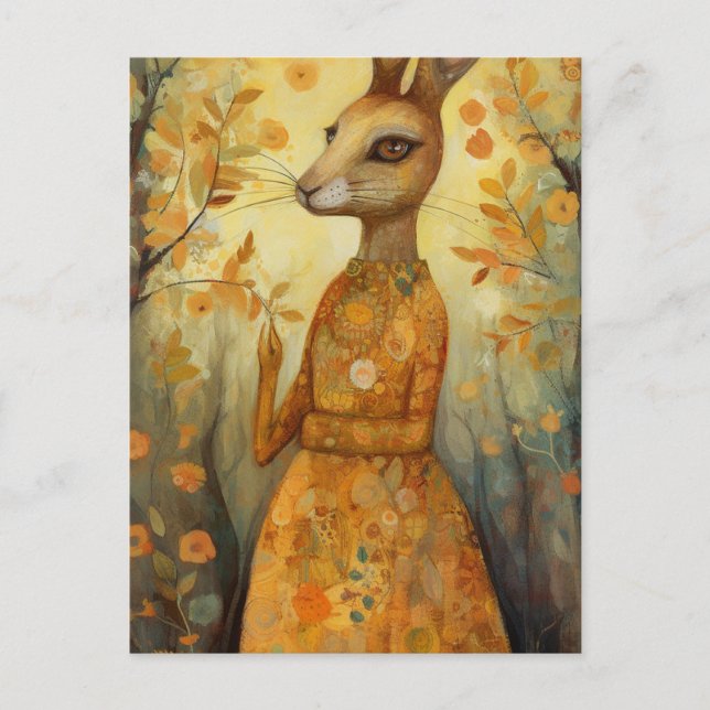 Postal Adorable Rabbit Folkart (Anverso)