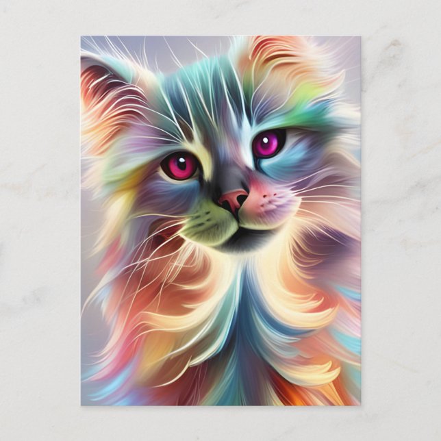 Postal Adorable Rainbow Kitty (Anverso)