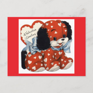 Postal Adorable Red Puppy Vintage Valentine Postcard